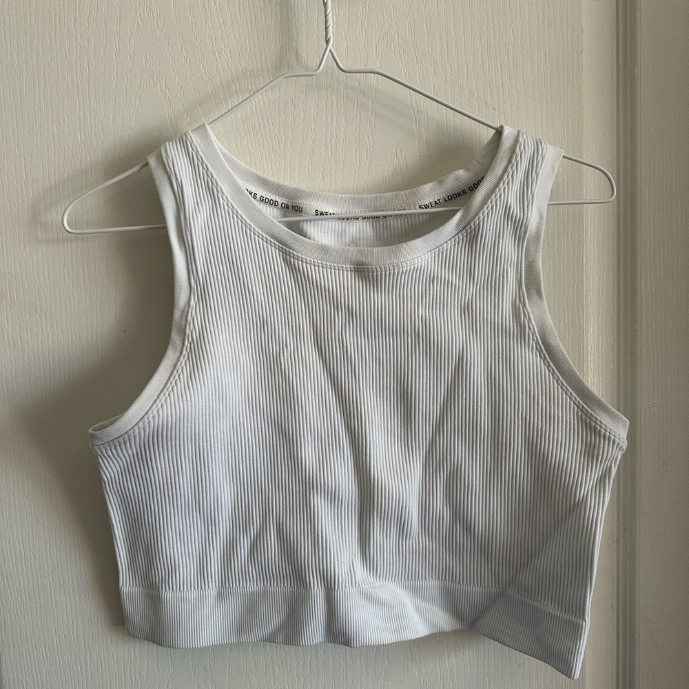White Ribbed Crop Top